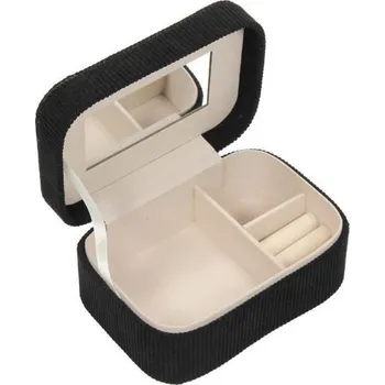 Šperkovnice Home Styling Collection Malá šperkovnice, manšestr 19 × 13,5 × 8 cm, černá
