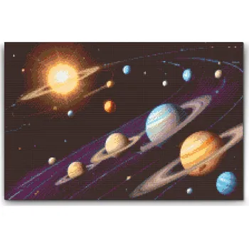 Diamantové malování Diamantové malování - Sluneční soustava Velikost: 40x60cm, Rámování: Pouze srolované plátno, Diamanty: Kulaté