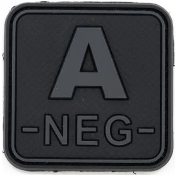 Nášivka JACKETS TO GO Nášivka krevní skupina A- NEG plast velcro ČERNÁ