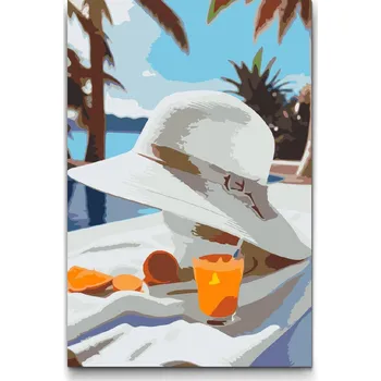 Malování podle čísel - Letní klobouk Velikost: 20x30cm, Rámování: Pouze srolované plátno