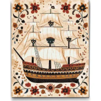 Diamantové malování Diamantové malování - Severské lidové umění - Loď Velikost: 40x50cm, Rámování: Pouze srolované plátno, Diamanty: Čtvercové