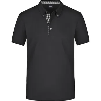 Pánské tričko Pánské piqué polo button-down JN 964 black-black white M