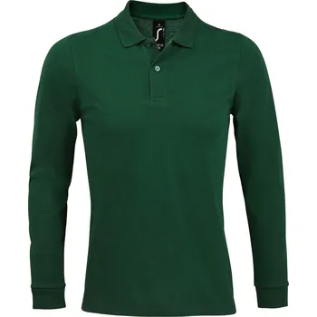 Pánská móda Pánské piqué polo s dlouhým rukávem Perfect LSL Men bottle green S