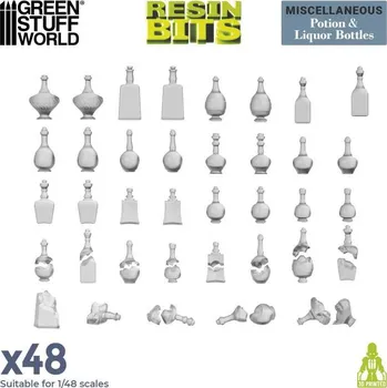 Plastikový model Resin Potion and Liquor Bottles – resinové lahve na lihoviny (48 ks)