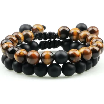 Náramek 2 ks Párové náramky s lávovým kamenem | minerální náramky | stylové náramky - Sada 17