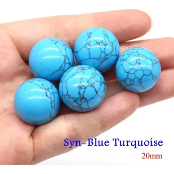 Korálek Přírodní minerální kuličky 20 mm | ametyst korálky | koule z kamene - Syn-Blue tyrkysová , 5 KS