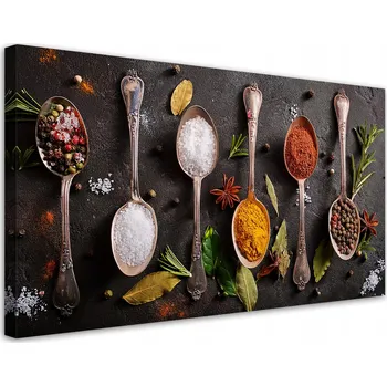 Obraz Obraz na plátně Koření Bylinky Příbory 120x60
