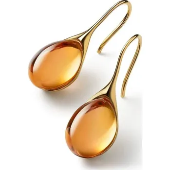 Náušnice Luxusní visací náušnice s přírodním kamenem | dámské náušnice, elegantní šperky - žluť