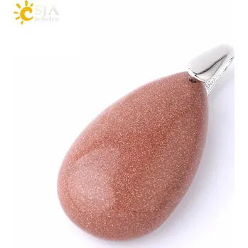 Přívěsek Minerální přívěsek ve tvaru vodní kapky | přívěsek, krystalový šperk - Hnědý písek