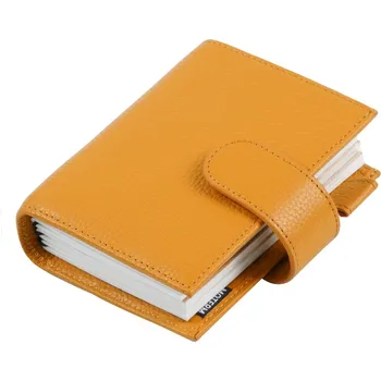 Zápisník Kožený cestovní zápisník velikosti cestovního pasu | cestovní deník | kožený zápisník - Oblázková hořčice