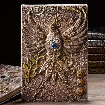 Zápisník Koženkový retro zápisník s drakem | zápisník a5 | deník s embosováním - Styl B Vícebarevný