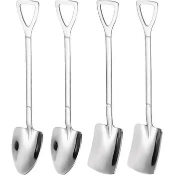 Příbor Stylové nerezové lžičky s motivem lopaty a rýče | servírovací lžíce, kuchyňské náčiní - Stříbro 03-4ks