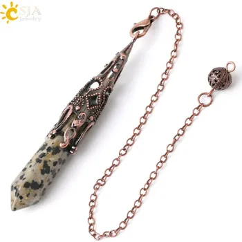 Náhrdelník Kyvadlový náhrdelník nejen pro věštění | věštecké kyvadlo, kyvadlo z minerálu - Jaspis dalmatský