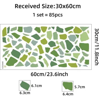 Samolepící dekorace Samolepící dekorace terrazzo | samolepka na zeď, dekorace stěn, vícebarevná mozzaika - Zelený