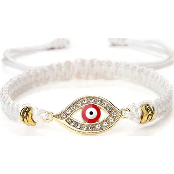 Náramek Pletený náramek s tureckým okem | ochranný náramek, módní doplněk - Barva bílého zlata