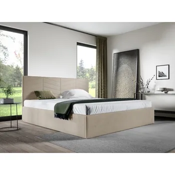 Postel Eka Čalouněná postel ANNA 160x200 cm Barva látky Trinity: (2302) Krémová, Úložný prostor: Bez úložného prostoru