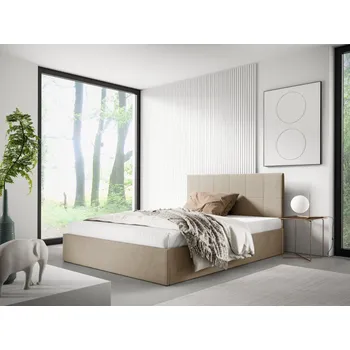 Postel Eka Čalouněná postel SMART 90x200 cm Barva látky Trinity: (2302) Krémová, Úložný prostor: Bez úložného prostoru