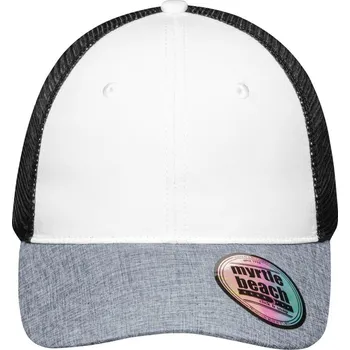 Kšiltovka 6 panelová síťovaná kšiltovka MB 6244 white-grey melange-black onesize