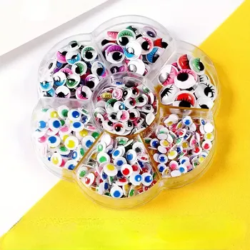 Oči samolepící barevné 5-12 mm 600ks (Komponenty ke kreativnímu tvoření - Černá, pohyblivá, samolepící očka několika velikostí v sadě 700 ks. Dekorační doplněk nalepovací pohyblivé oči pro tvorbu loutek nebo figurek.)