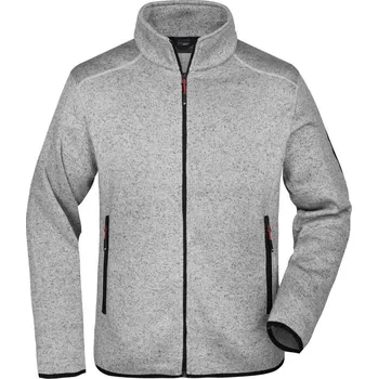 Pánská mikina Pánská pletená fleecová bunda JN 762 light grey melange-red L