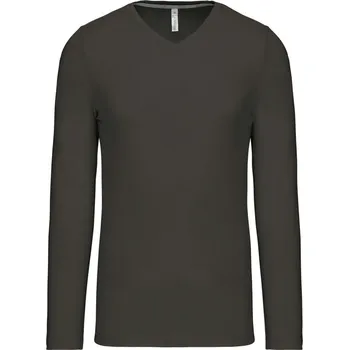Pánské tričko Pánské tričko s výstřihem do V, dlouhý rukáv K 358 dark grey 3XL