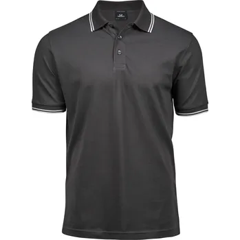 Pánská košile Pánské elastické piqué polo z těžké bavlny TJ 1407 dark grey-white XL
