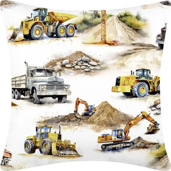 Povlak na polštářek DARRÉ Bavlněný povlak na polštář Stavební stroje Velikost: 70 x 90