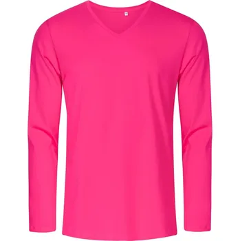 Pánské tričko s dl. rukávem a výstřihem do V - X.O 1460 bright rose M