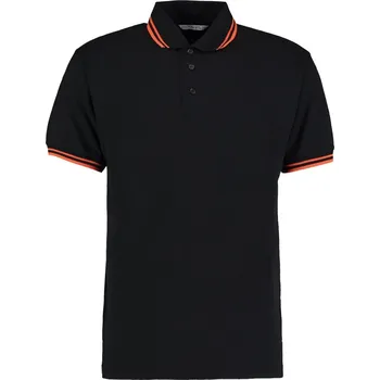 Pánské tričko Pánské kontrastní piqué polo KK 409 black-bright orange S