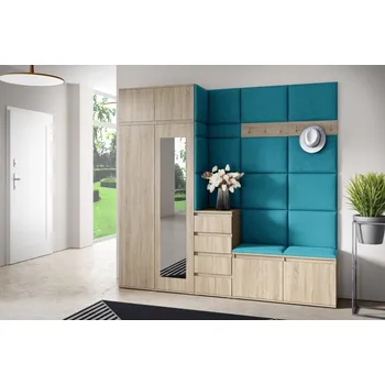 Předsíňová stěna Eka Předsíňová stěna s čalouněnými panely Trinity 33 - Sonoma / Azurová 2313