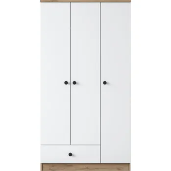 Šatní skříň Šatní skříň LINLAN 90 cm, vlašský ořech/bílá + vyzvednutí ZDARMA