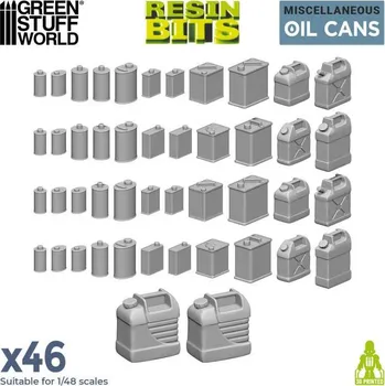 Plastikový model Resin Oil Cans – resinové olejové kanystry (46 ks)