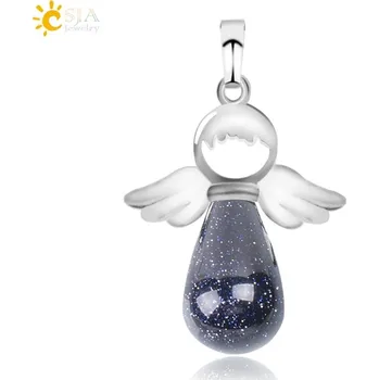Přívěsek Přívěsek s minerálním andílkem | přívěsek kámen, dámský přívěsek - Modrý písek