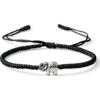 Náramek Provázkový náramek pro štěstí | ručně pletený náramek, ochranný náramek - slon bla