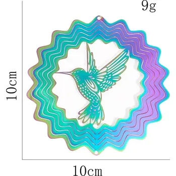 Zahradní dekorace Duhový kolibřík, větrný spinner 3D iluze | větrná dekorace, zahradní ozdoba - 2ks A