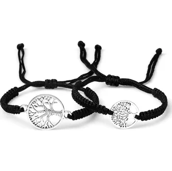 Náramek 2 ks Červený a černý pletený náramek | partnerské náramky, pletené náramky - Styl 8