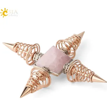 Minerální talisman pro meditaci a energii | přírodní kameny, meditační pyramida - Rose Quartz