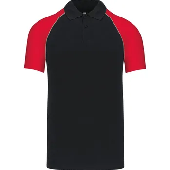 Pánské tričko Baseballové piqué polo K 226 black-light grey-red 4XL