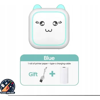 MINI PŘENOSNÁ TERMOTISKÁRNA DÁREK PRO DĚTI KOČKA TISKÁRNA + ROLKA