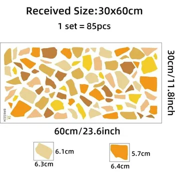 Samolepící dekorace Samolepící dekorace terrazzo | samolepka na zeď, dekorace stěn, vícebarevná mozzaika - Žluť