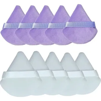 Make-up Make up houbička sametová trojúhelníková | kosmetické potřeby - fialová bílá - 10ks