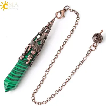 Náhrdelník Kyvadlový náhrdelník nejen pro věštění | věštecké kyvadlo, kyvadlo z minerálu - Malachit