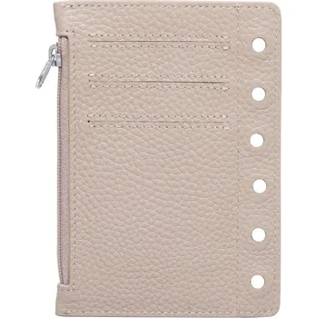 Diář Kožený kapsový diář na zip | kapsový zápisník, kožený plánovač - Oblázková taupe