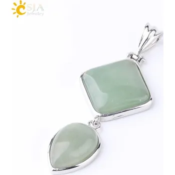 Přívěsek Přívěsek z přírodního kamene ve tvaru kapky | dámský přívěsek, krystal náhrdelník - Zelený avanturín