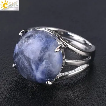 Prsten Dámský prsten s přírodním kamenem | nastavitelný přírodní prsten - Sodalit