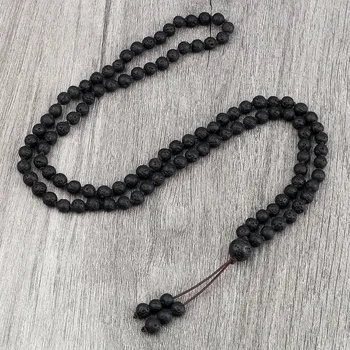Náhrdelník Japa mala náhrdelník s přírodními korálky | přírodní šperky | dámské a pánské šperky - Černá láva