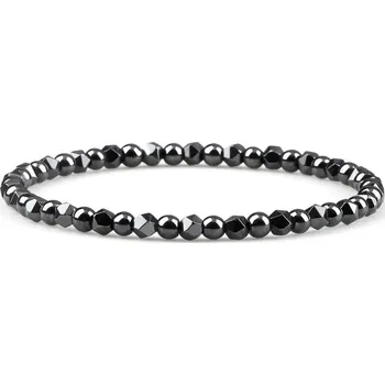 Náramek Unisex náramek s korálky z hematitu | dámský korálkový náramek, náramek z hematitu - 4mm kulatý hematit E