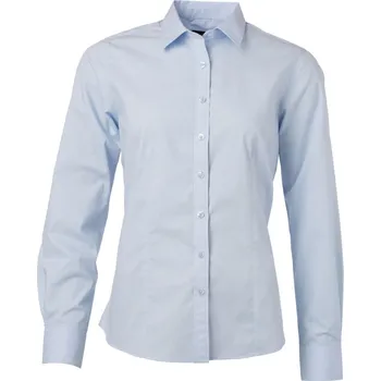 Dámská košile Popelínová halenka s dlouhým rukávem JN 677 light blue S