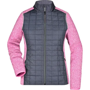 Dámská pletená hybridní bunda JN 741 pink melange-anthracite melange XS