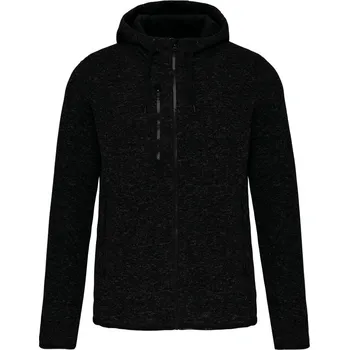 Dámská melanžová pletená fleecová bunda s kapucí PA 366 dark grey melange XXL